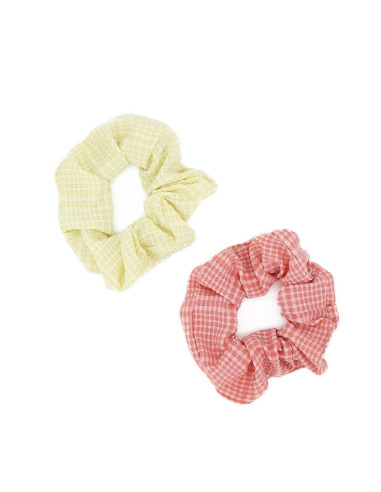 Pack 2 scrunchies coral y amarillo