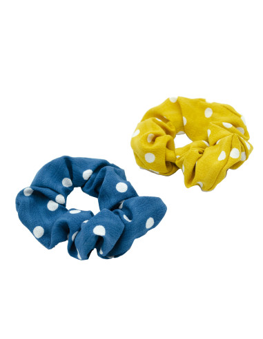 Pack 2 scrunchies de lunares marino y amarillo