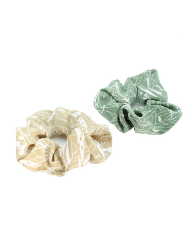 Pack 2 scrunchies beige y verde