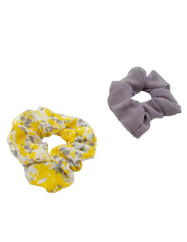Pack 2 coleteros textil, gris y amarillo con flores