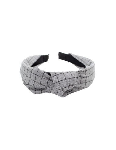 Diadema infantil gris con cuadros