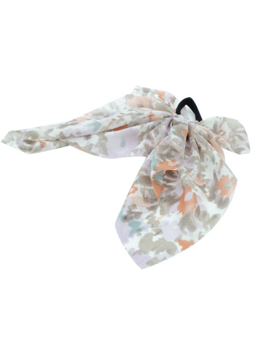 Coletero pañuelo con lazo con tejido de gasa estampado en color naranja, topo, lila y azul
