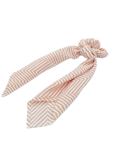 Coletero pañuelo con tejido de rayas tipo zigzag en color naranja y blanco