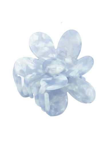 Pinza Grande Forma de Flor Estampado Azul y Blanco Pressume