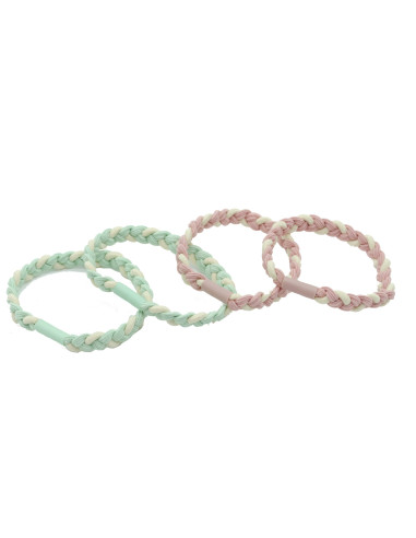 Pack gomas tendencia trenzas verde mint y beige y rosa palo y beige