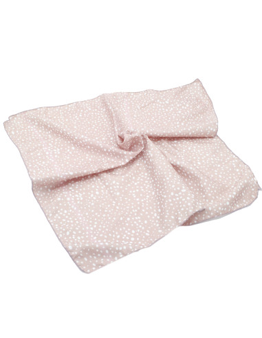 Turbante pañuelo en tejido satinado color rosa nude y manchas blancas