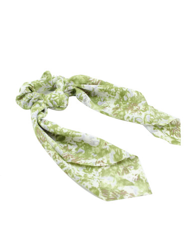 Coletero pañuelo en tejido visoso con estampado en verde y blanco