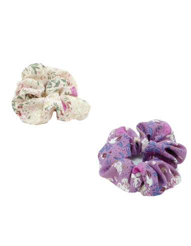 Pack 2 coletero textil con estampando floral en color lila y crema