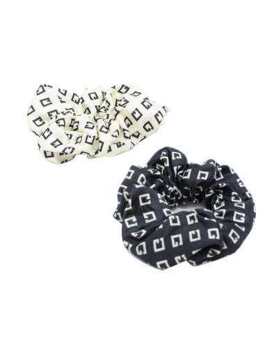 Pack 2 coletero textil con estampado geométrico en color blanco roto y negro