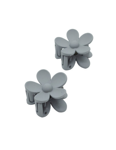 Pack de 2 pinzas infantiles medianas en forma de flor en color gris