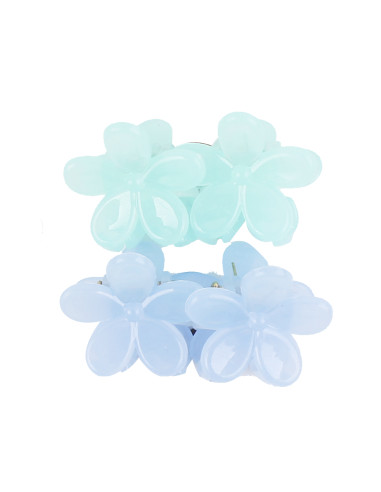 Pack 4 pinzas infantiles flor azul y verde